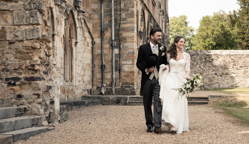 Bride and Groom just married at Battle Abbey