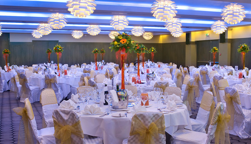 Holiday Inn Kingston in Surrey set up for a wedding reception