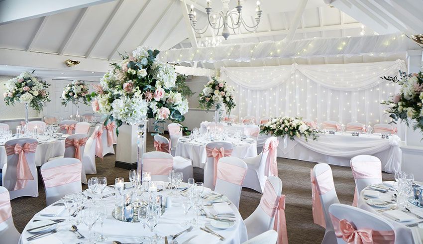 A wedding ceremony set up at Rowhill Grange