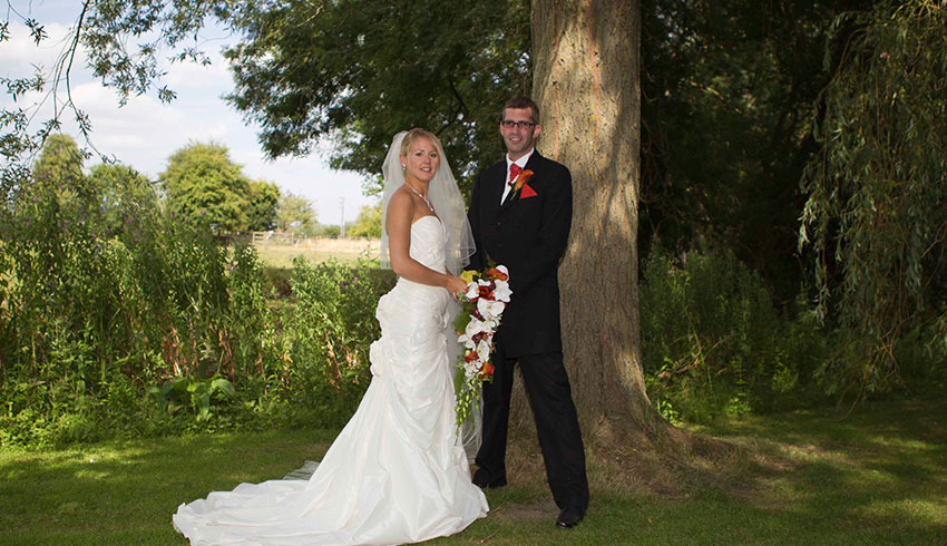 Wedding couple at The Old Mill, Berkshire wedding venue