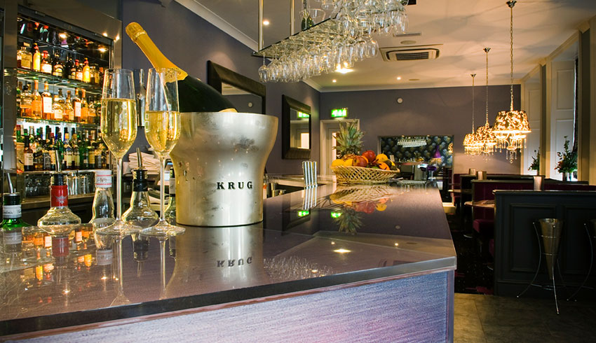 The champagne bar at the Spa Hotel, Kent wedding venue