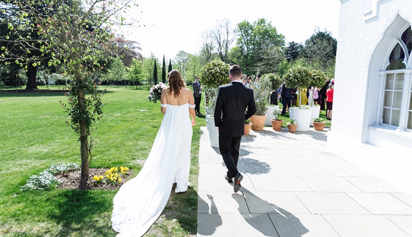 Wedding couple at Strawberry Hill House, an unusual wedding venue in London