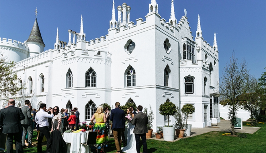 A drinks reception being held at Strawberry Hill House