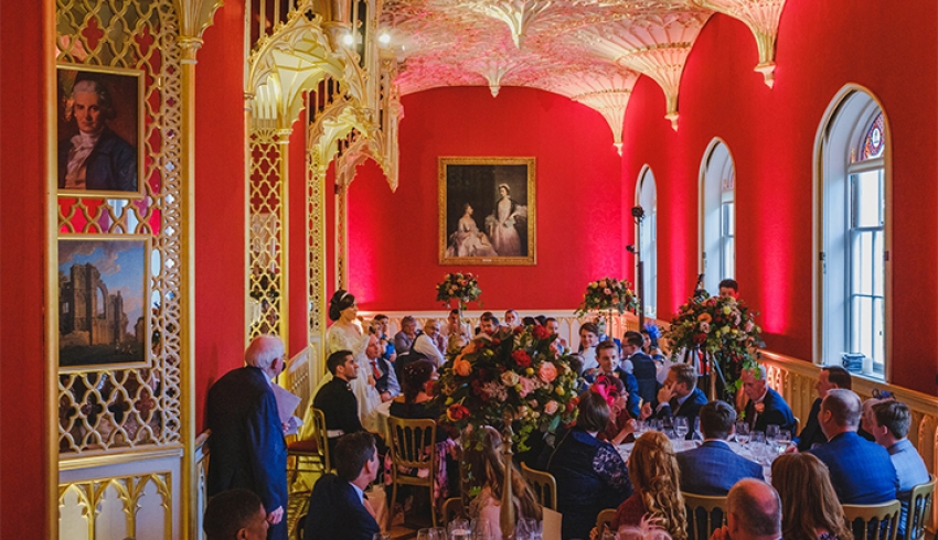 A wedding reception taking place at Strawberry Hill House